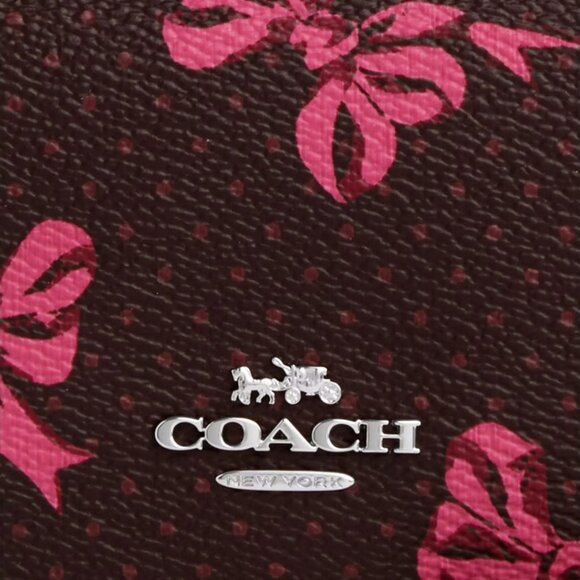 🎁 Coach Mini Wallet On A Chain With Bow Print - Picture 4 of 10